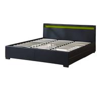 LIT LED double avec 4 tiroirs "Nico" - 180 x 200 cm - Noir