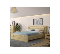 Lit led sensitive 140x190 et armoire en bois clair - LT5084