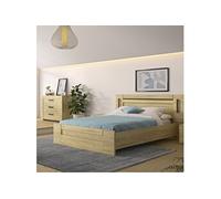 Lit led sensitive 160x200 et commode en bois clair - LT5083