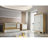 Lit Lits complets Meubles pour enfants Chambre à coucher blanche 3pcs bois