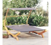 Lit lounge The Living Store avec toit 165x203x138 cm Bois courbé massif Anthracite