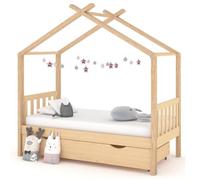 Lit Maison Cabane Pour enfant HOME - Cadre de lit d'enfant avec un tiroir Pin massif 80x160 cm Design Brun