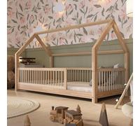 Lit maison Crazy Pine 160 x 80 cm – Lit enfant Montessori en pin massif robuste – Lit enfant sûr, design scandinave – Crazy Folly