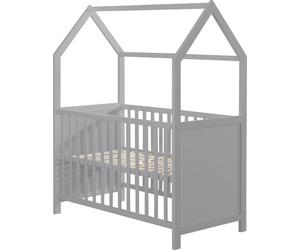 Lit maison roba 60 x 120 cm, lit bébé et lit d'appoint en forme de maison, taupe, réglable en 6 positions