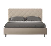 Lit matelassé 140x190 cm simili cuir café au lait Paryse Sans sommier et sans coffre