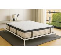 Lit métallique industriel collection Loft Sampur : 160x200 cm / Noir / Avec matelas