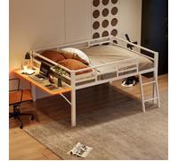 Lit mezzanine 140x200 cm - Métal - Bureau pliable - LED - 2 places