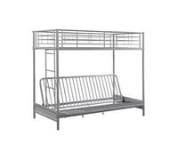 Vente-unique - Lit Mezzanine 90 x 190 cm - avec Banquette Convertible - Métal - Argent - MODULO V - pour Enfant