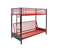 Lit mezzanine 90 x 190 cm - Avec banquette convertible - Métal - Noir et rouge - MODULO V