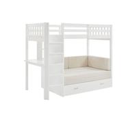 Vente-unique - Lit Mezzanine 90 X 190 cm avec Sofa Convertible - Pin et MDF - Blanc - ORPELIA - pour Enfant