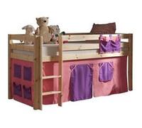 Vipack Lit de jeu Pino avec set textile "Bella" - Pin massif laqué naturel, Dimension : 210 cm x 114 cm x 106 cm ; PICOHSZG1074
