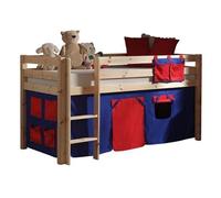 Vipack Lit de jeu Pino avec set textile "Domino" - Pin massif laqué naturel, Dimension : 210 cm x 114 cm x 106 cm ; PICOHSZG1075