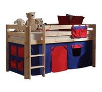 Vipack Lit de jeu Pino avec set textile "Domino" - Pin massif laqué naturel, Dimension : 210 cm x 114 cm x 106 cm ; PICOHSZG1075