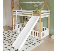 Lit mezzanine 90x200 cm - Lit combiné avec échelle - Blanc