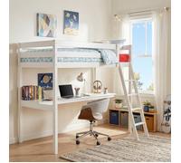 Lit mezzanine ASPEN 90x190 + 1 sommier + bureau / Blanc