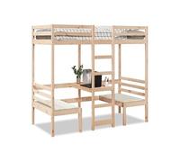 vidaXL Lit mezzanine avec bureau et chaises 80x200 cm pin massif, cadre de lit mezzanine, cadre de lit de cabine, cadre de 3308556 Beige G
