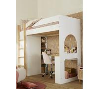 Lit mezzanine avec bureau et rangement COMBINID blanc TU