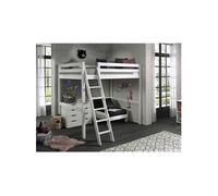 Lit Mezzanine Blanc 140x200cm avec Fauteuil et Commode - SLEEPY -