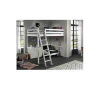 Lit Mezzanine Blanc 140x200cm avec Fauteuil et Rangement - SLEEPY -