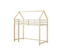 Vente-unique - Lit Mezzanine cabane 90 x 190 cm - Pin Massif - Beige et Naturel - TARZIA - pour Enfant