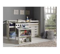 Lit mezzanine Charlotte avec bureau, chiffonnier et étagère - PINO