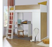 Lit Mezzanine Combiné Memphis Blanc Et Bois 90X190