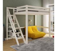 Lit Mezzanine Deux Places En Bois Massif Arthur Blanc 140X200