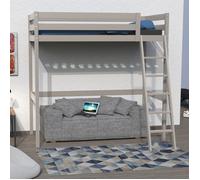 Lit mezzanine en bois massif gris 90x190 - LT14036 - Gris - Terre de Nuit