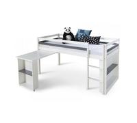 Lit Enfant Lit Superposé 90x200 Lit D'Enfant Lit Mezzanine Bois Blanc Bureau