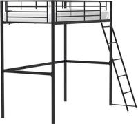Lit Mezzanine Enfant, Métal Noir, 90x190cm, Sommier Inclus, L198.2 x l146.5 x H182.5 cm