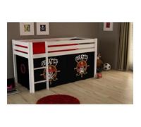 Lit mezzanine enfant Pirates blanc - PINO - en pin massif - 140x200cm - style scandinave moderne
