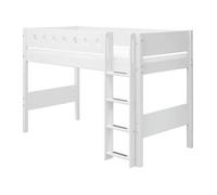 Lit mezzanine Lit surélevé WHITE 90x200 avec échelle droite