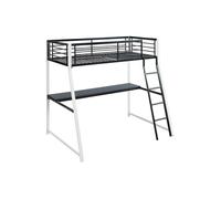 Lit mezzanine MALICIA - 90 x 190 cm - bureau intégré - Noir et blanc