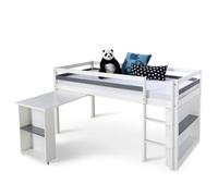 Lit mezzanine mi hauteur pour enfant 90x200cm avec rangement bureau extensible et sommier LIT06199