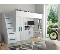 Lit mezzanine « Party 14 » pour enfants, 90 x 200 cm, finition brillante, couleur au choix