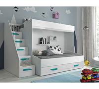 Lit mezzanine « Party 16 » Lit d'enfant superposé 90 x 200 cm Finition brillante Couleur au choix