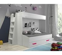 Lit mezzanine « Party 17 » Lit d'enfant superposé 90 x 200 cm Finition brillante Couleur au choix