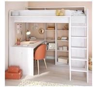 Parisot Lit surélevé avec bureau et armoire intégrés - Higher
