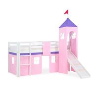 Hochbett Spielbett Kinderbett Rutsche Turm Vorhang rosa 90x200 Jugendbett