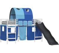 Lit mezzanine pour enfants Blanc et Bleu 90 x 190 cm Métал