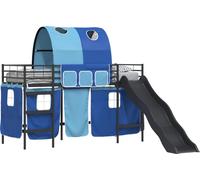 Lit mezzanine pour enfants Noir et Bleu 90 x 190 cm Métал
