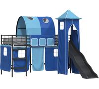 Lit mezzanine pour enfants Uni Noir et Bleu 90 x 190 cm métal