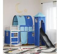 Lit mezzanine pour enfants - VIDAXL - 90 x 190 cm - Métal robuste - Toboggan & tunnel - Matelas mousse mémoire