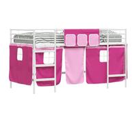 Vidaxl Cadre De Lit Superposé Pour Enfants Avec Rideaux Blanc Et Rose