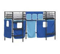 Lit mezzanine pour enfants - vidaXL - Noir et Bleu - Métal - 95x194x116 cm - Lit simple 90x190 cm - Rideaux inclus