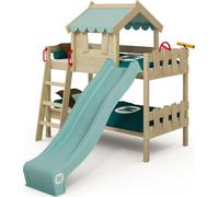 Lit mezzanine pour enfants WICKEY CrAzY Fancy - Lit cabane 90 x 200 cm, lit superposé – bleu pastel
