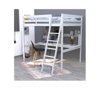 Lit mezzanine STUDIO 140x190 + 1 sommier + bureau + étagère / Blanc