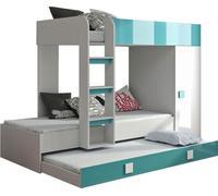 Lit mezzanine Toledo 2 Lit enfant Lit superposé 90x200cm Blanc brillant Turquoise