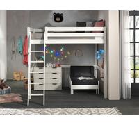 Lit mezzanine Vipack avec surface de couchage 140 x 200 cm y compris fauteuil-lit et tiroirs commode