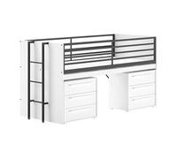 Pack - Lit Superposé & 2 Commodes à Tiroirs "Sam" 90x200cm Blanc